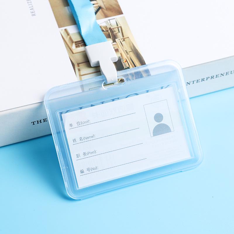 Double-Sided Transparent ID Card Holder with Lanyard for Student IDs and Bus Cards