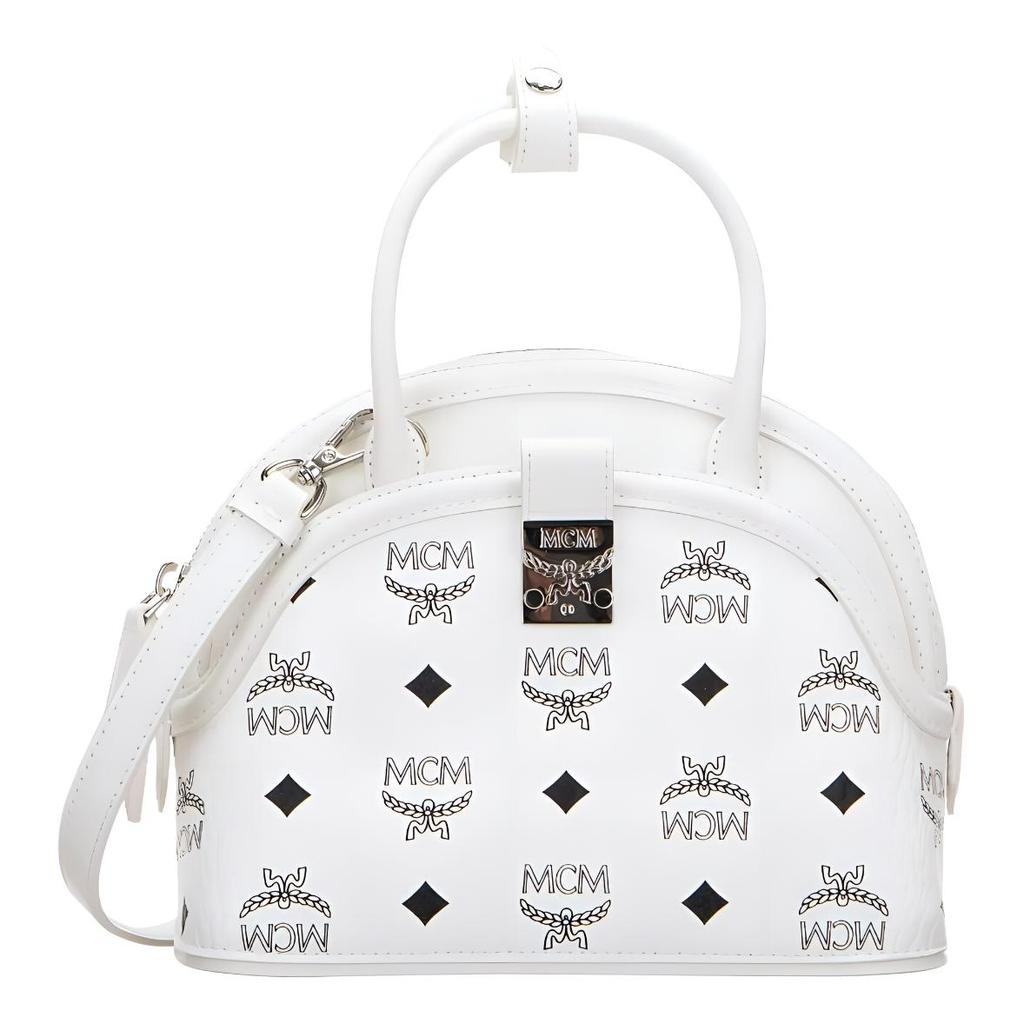 New MCM Tracy Visetos Coated Canvas With Leather Shoulder Bag, Crossbody Bag, Handbag Small Women's White MWTCAXT02WT001