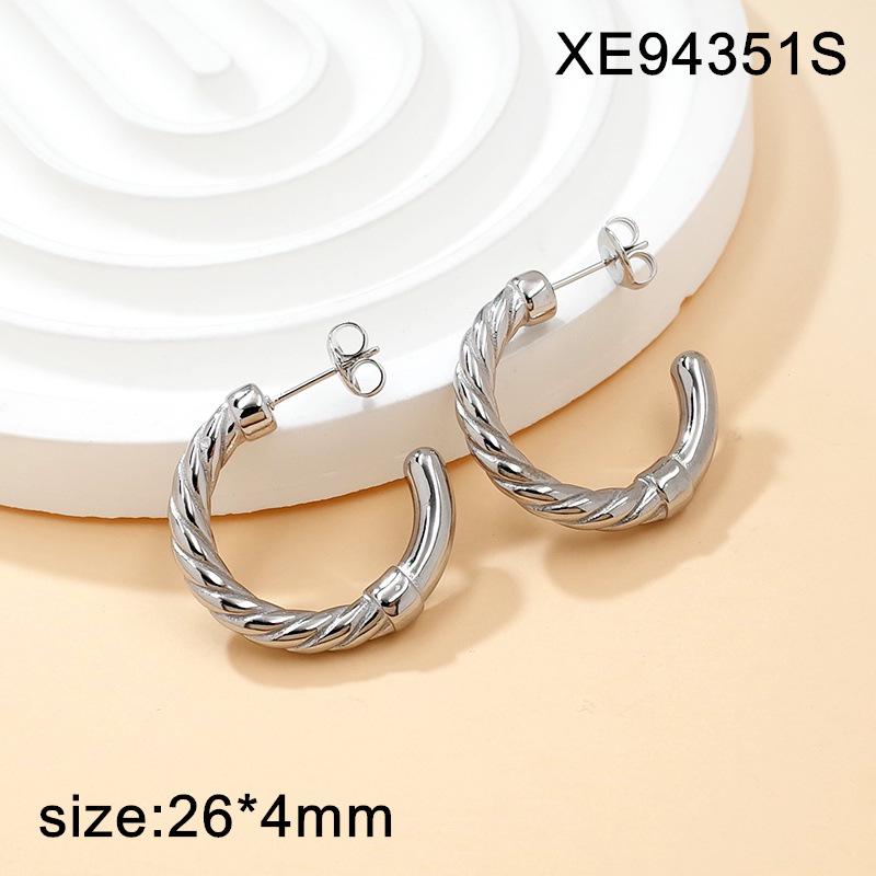 European-Style Gold-Plated Twist Hoop Earrings for Women: 2025 Titanium Steel, Simple & Versatile High-End Design