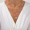 Sweet And Cool Rose Love Collarbone Necklace, Temperament Imitation Pearl Snake Bone Chain Stacked Necklace