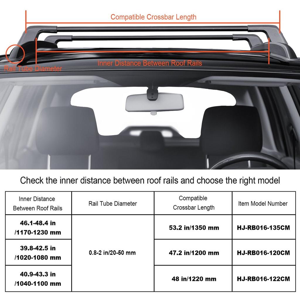 Universal Roof Rack Crossbar Max 47.6" Fits Grooved Side Rails without Gap