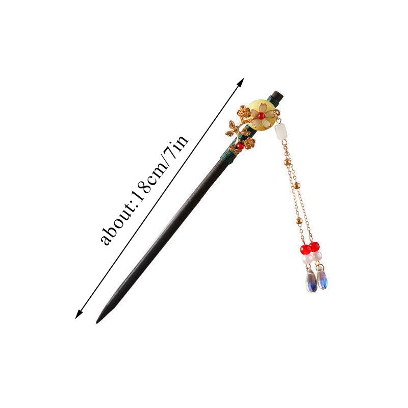 Vintage Handmade Luxury Flower Tassel Hairpins Hair Sticks Hair Wood Chinese Hair Stick Pins For Women Hair Ornaments headdress