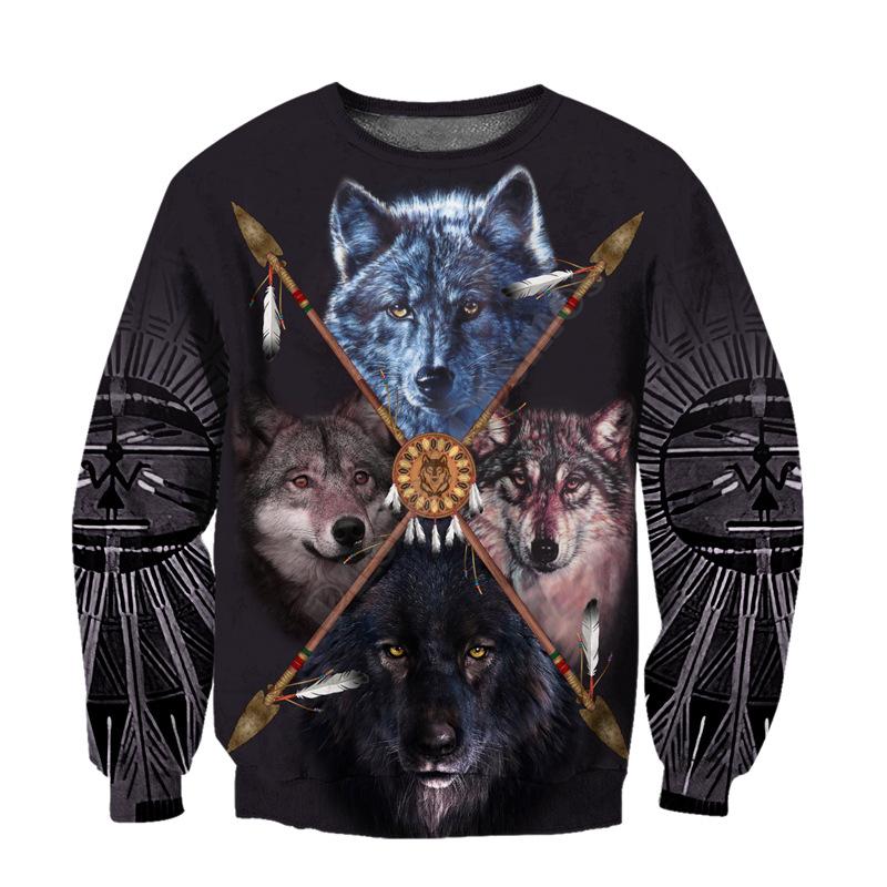 Spring Men s Sweatshirt Comfortable and Casual 3D Digital Indian Printed Long-sleeved Sweatshirt XS 2796₽