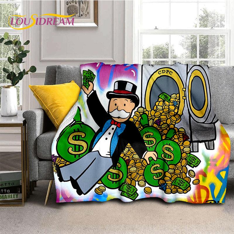 

Одеяло с изображением богатого человека и монополии в виде доллара, мягкое одеяло для дома, спальни, кровати, дивана, пикника, путешествия, офиса, подарок для ребенка 30x40in