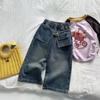 Korean-Style Children's Woolen Wide Leg Jeans with Butt Flap - Autumn 2025