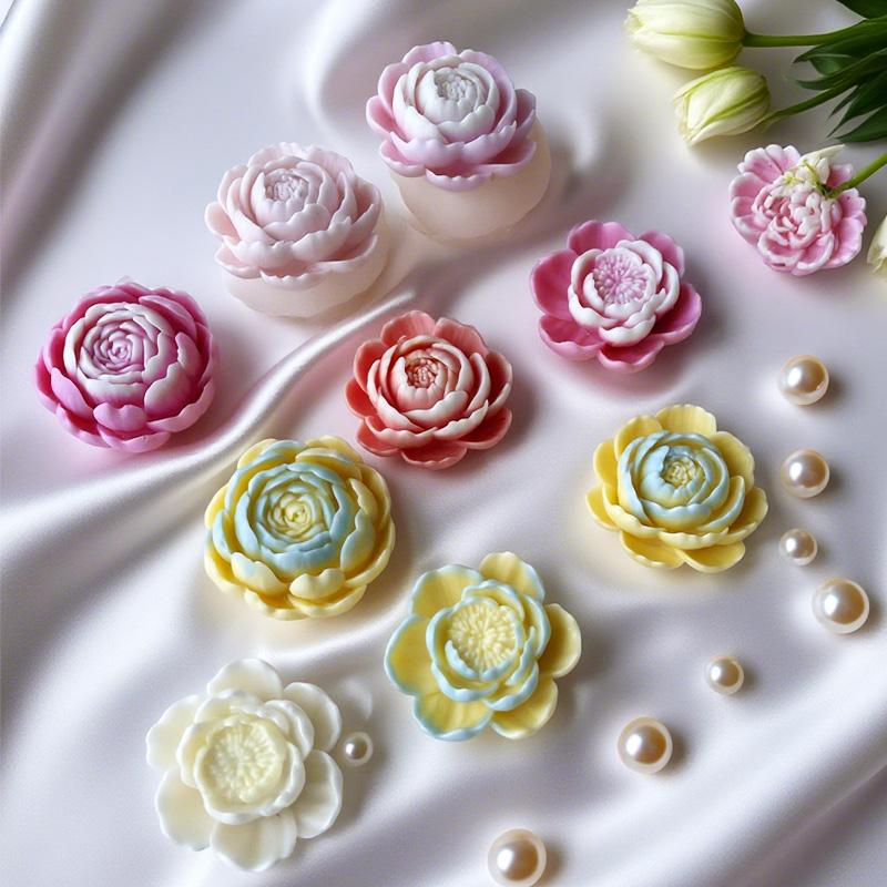 DIY Flowers Peony Silicone Candle Mold Handmade Aroma Plaster Resin Ornaments Molds Homemade Chocolate Candy Baking Mould