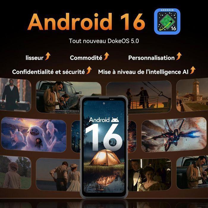 Blackview Fort 5 Android 16 Téléphone Portable Incassable,6.78'', 36Go+256Go ,120Hz,108MP+50MP+13MP,IP69K/NFC - Jaune