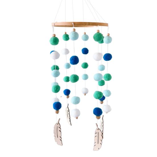 Carillon flou coloré nordique, boules de chambre, feuilles en bois, ornement suspendu pour berceau
