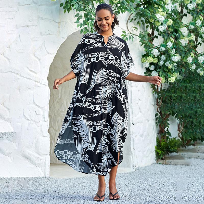 

Европейское и американское хлопковое платье-рубашка для пляжа на пуговицах 2023 One Size