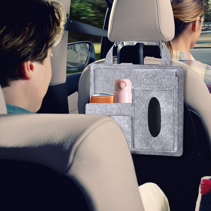 Organizér na zadní sedadlo do auta Držák na ubrousky z plsti Organizér na zadní sedadlo do auta Vícekapsový úložný box na autosedačku Taška do auta