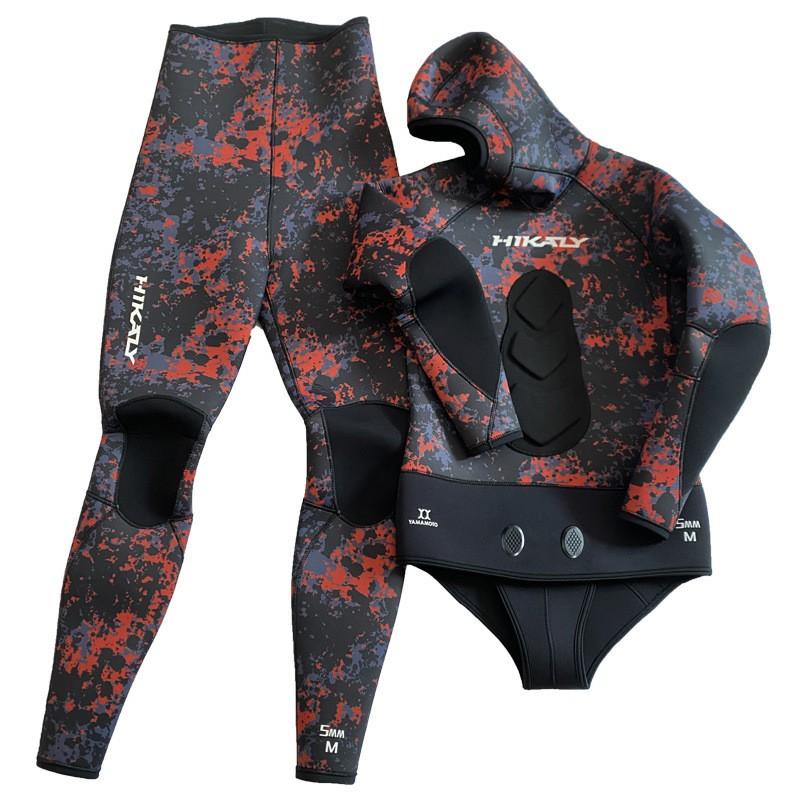 Mens 5mm Neoprene Semi-Dry Wetsuit Spearfishing Diving Camo Full Body Suit