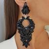 Stonefans Black Large Rhinestone Dangle Earrings Stud for Women  Party Accessories Crystal Earrings Wedding Jewelry Gift