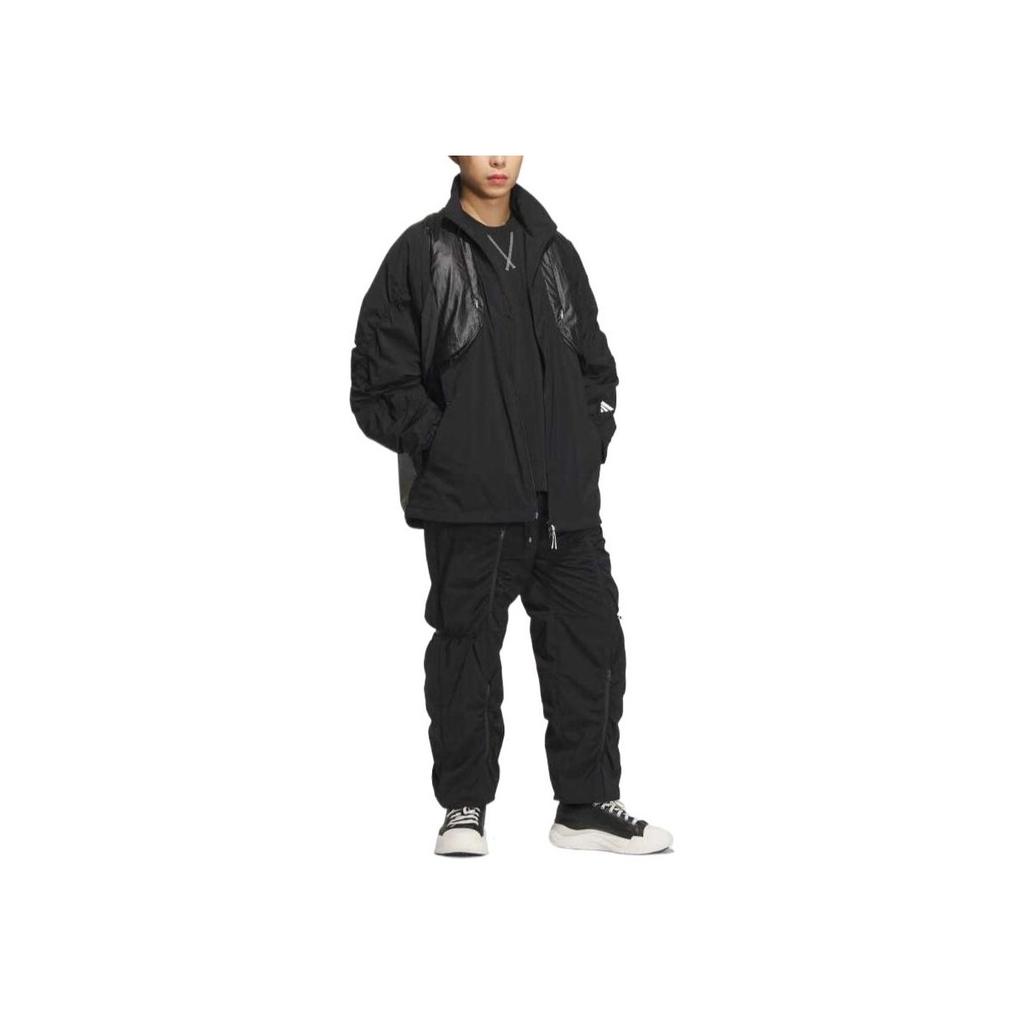 adidas Comfortable Breathable Stand Collar Warm Long Sleeve Jacket Unisex Jacket Black Bright-White JM8619