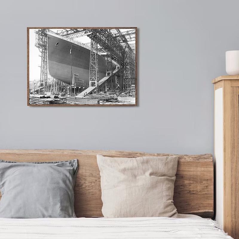 Černobílé staré fotografie Titaniku Plakát Plátno Tisk Retro Nástěnná dekorace Obrázek Vintage Nástěnná dekorace Nádherný 1912