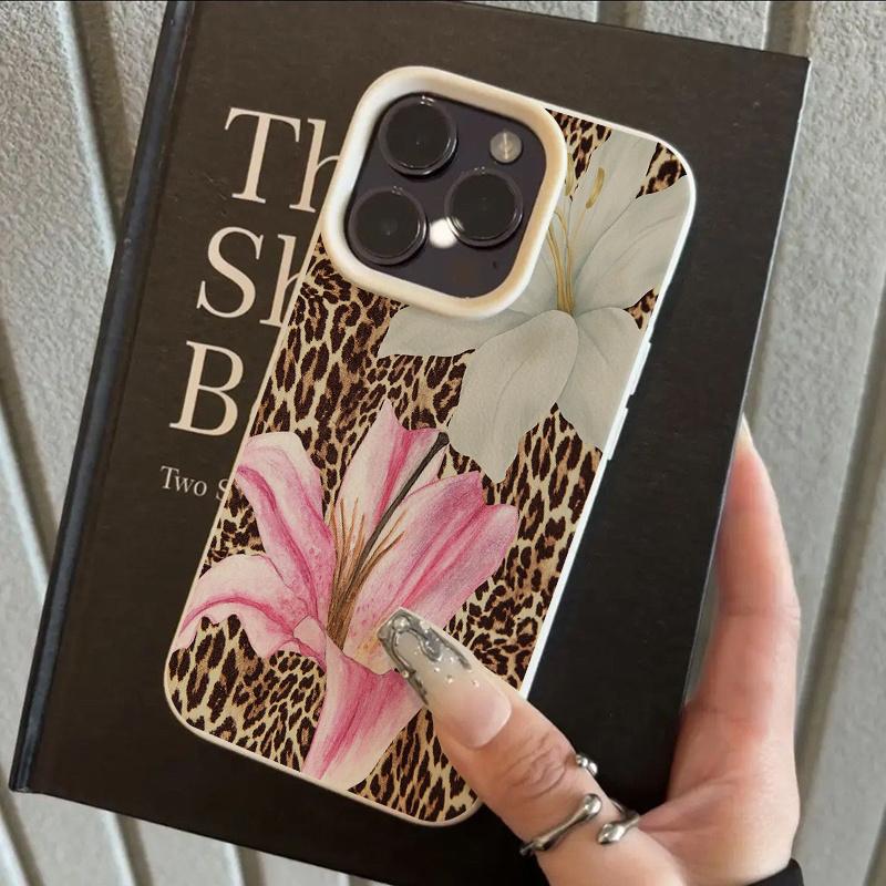 Leopard print Lily Flower lichee Pattern Phone Case For iPhone 16 15 14 13 12 11 Pro Max X XS XR 7 8 Plus 16E SE TPU Soft Cover