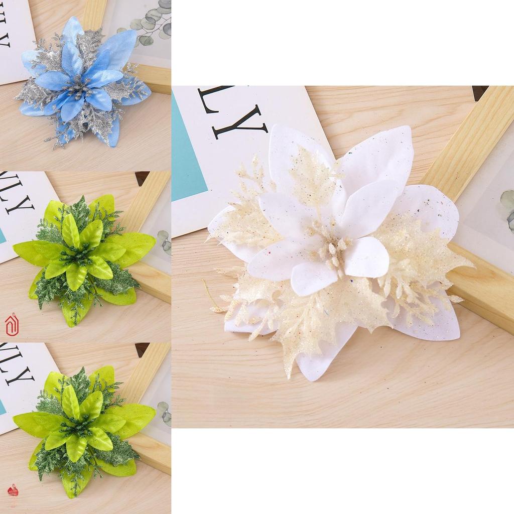 Christmas Flower Decor With Gold Silver And Red Colors For Holiday Tree Embellishments