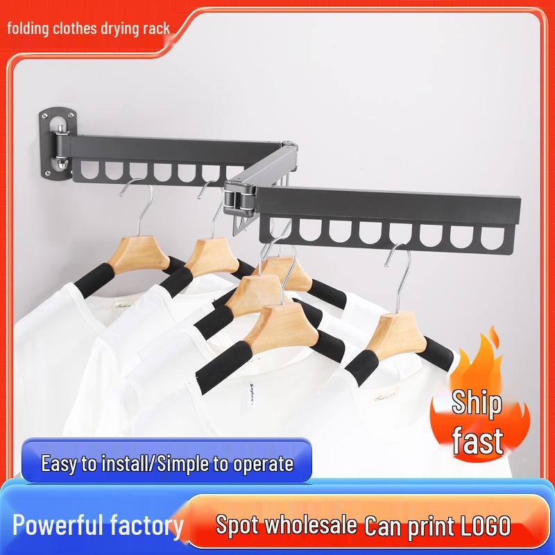 

Wall-Mounted Folding Clothes Rack for Indoor and Outdoor Use Gray, One-Fold (with Screw Pack)