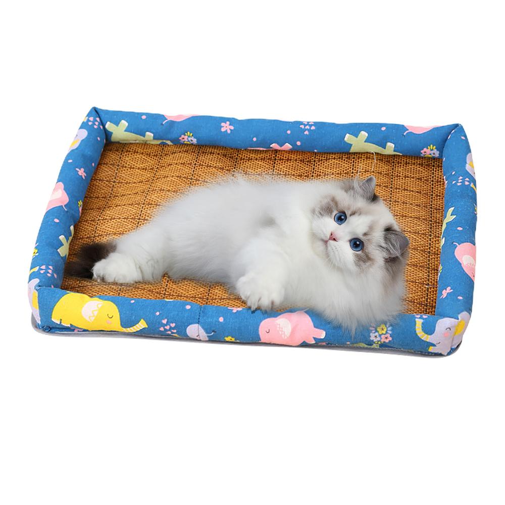 

Охлаждающий коврик для питомцев Портативный коврик со льдом для кошек Дышащий ротанговый коврик для кошек Кровати и мебель для собак Для пола Диван