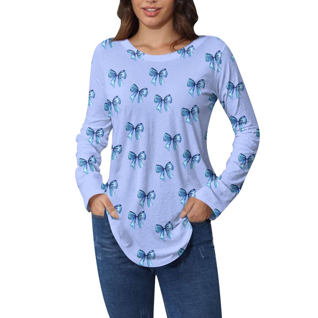 T-Shirts für Damen, Herbst, lässige Langarmshirts, Sweatshirt, Vintage-Grafikdruck, Top, Pullover, Valentinstag