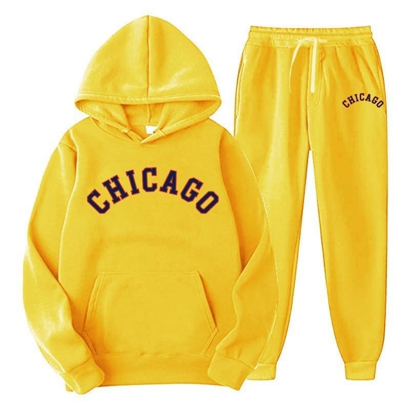 Mens Hooded Tracksuit Set Long Sleeve Sweatshirt Fleece Lined Casual Sportswear