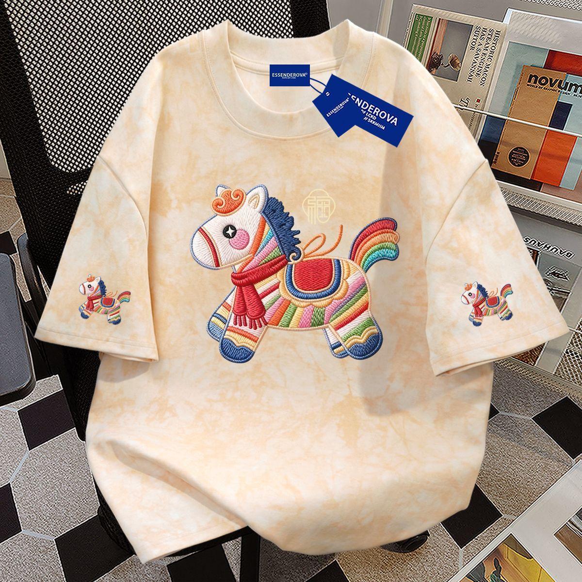 

Cartoon Tie-dye Summer Short Sleeve T Shirts Female Loose O Neck All Match Casual Tee Tops Women 2026 2XL