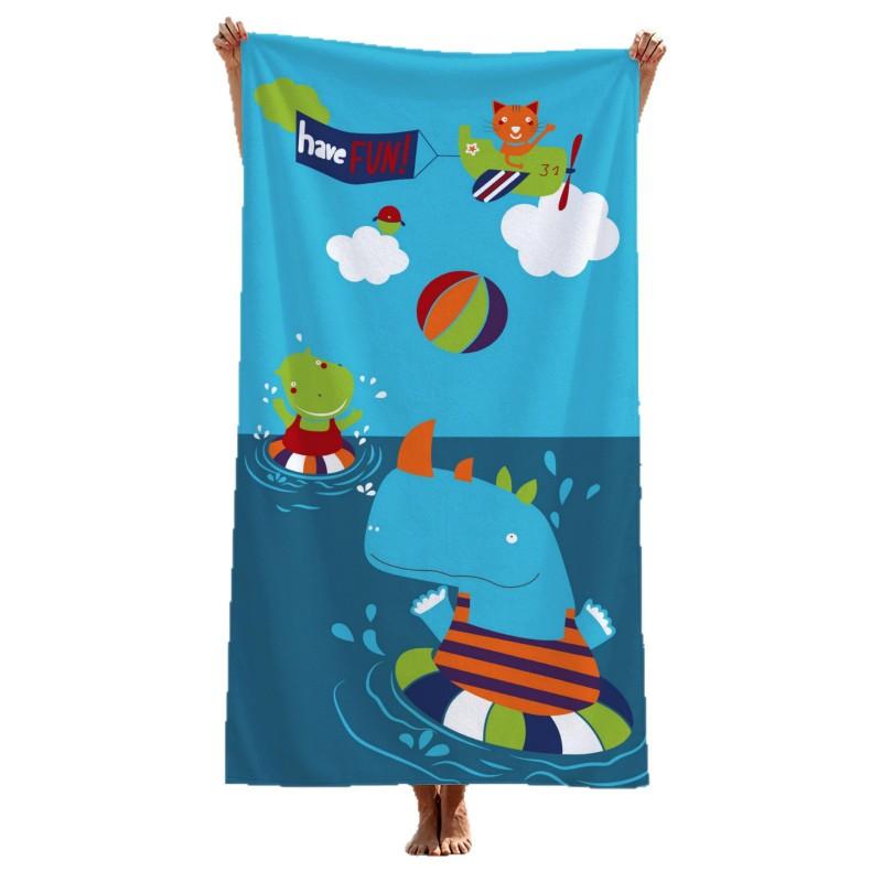 Kids Dinosaur Print Microfiber Quick Dry Beach Towel Pool Swimming Bath
