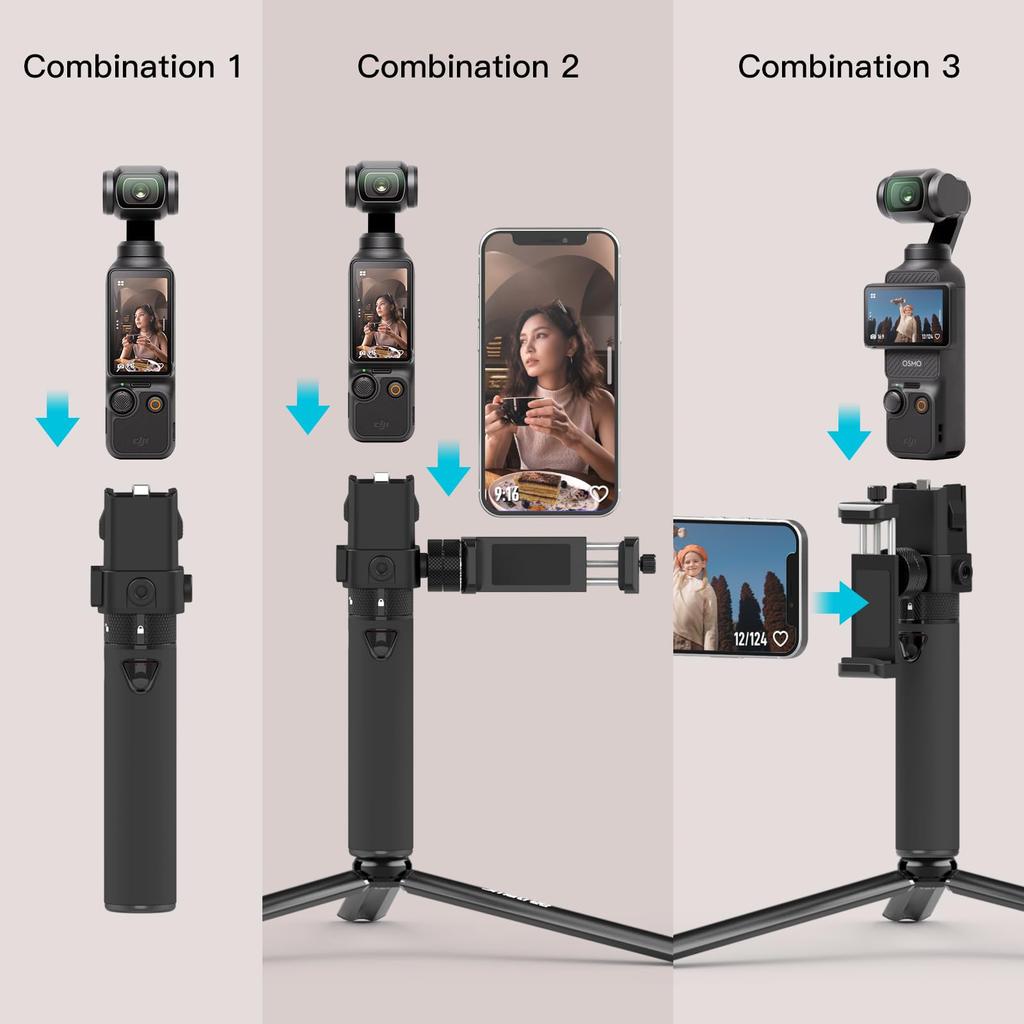 Smatree Tragbares Handheld-Smartphone-Anbringbares Taschenständer-Kit für Osmo Pocket 3 mit Stativständer, Ständer,