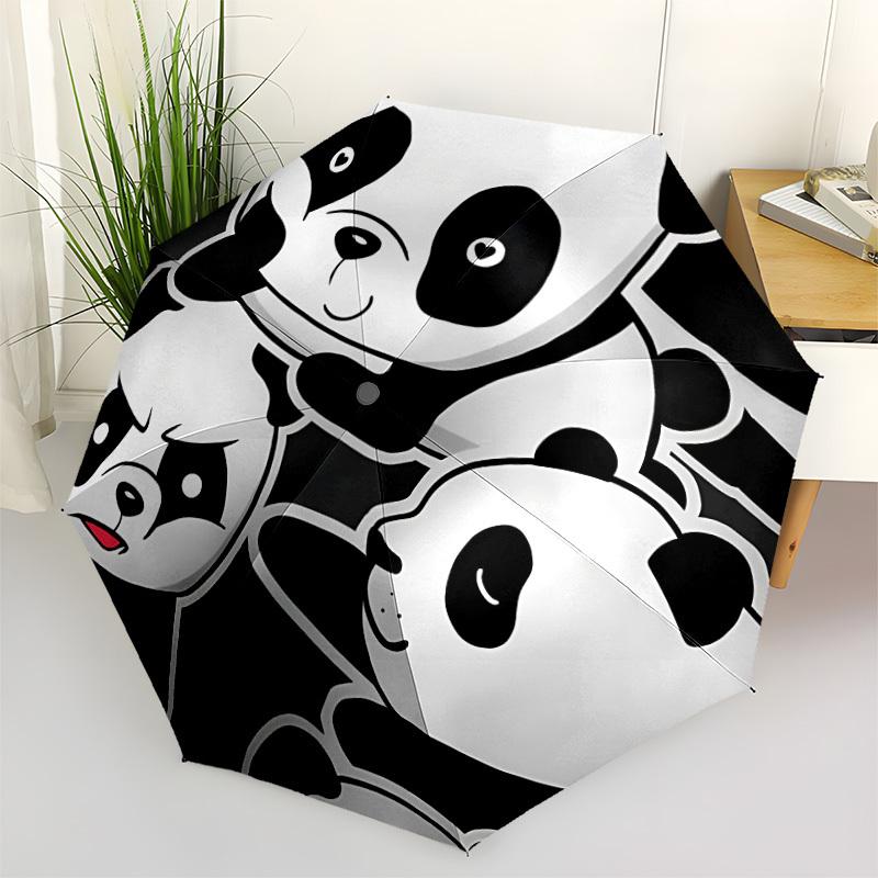 1pc Panda Family Automatic Open/close, All-Season Portable Folding Umbrella, Travel, Everyday, Formal Events075