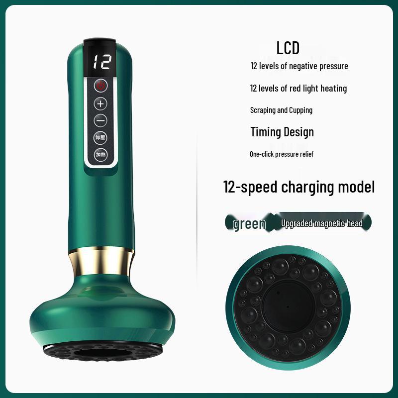Smart Jade Gua Sha and Electric Vacuum Cupping Massager with Negative Pressure Suction for Meridian Unblocking