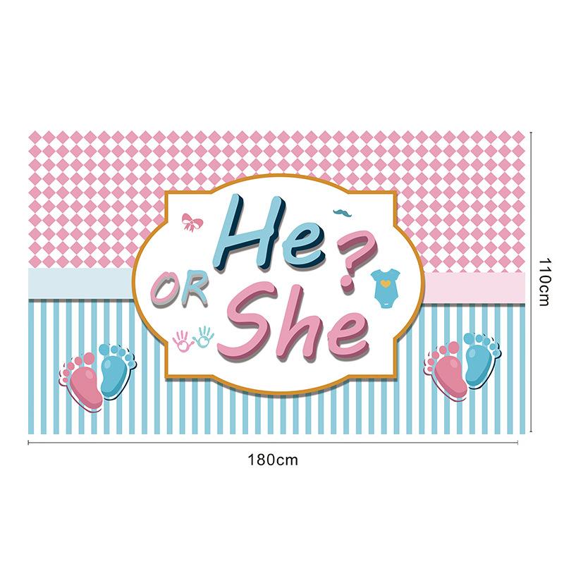 New model gender reveal banner for newborns, balloon decoration scene for celebrating the birth of the baby, flag hanging display