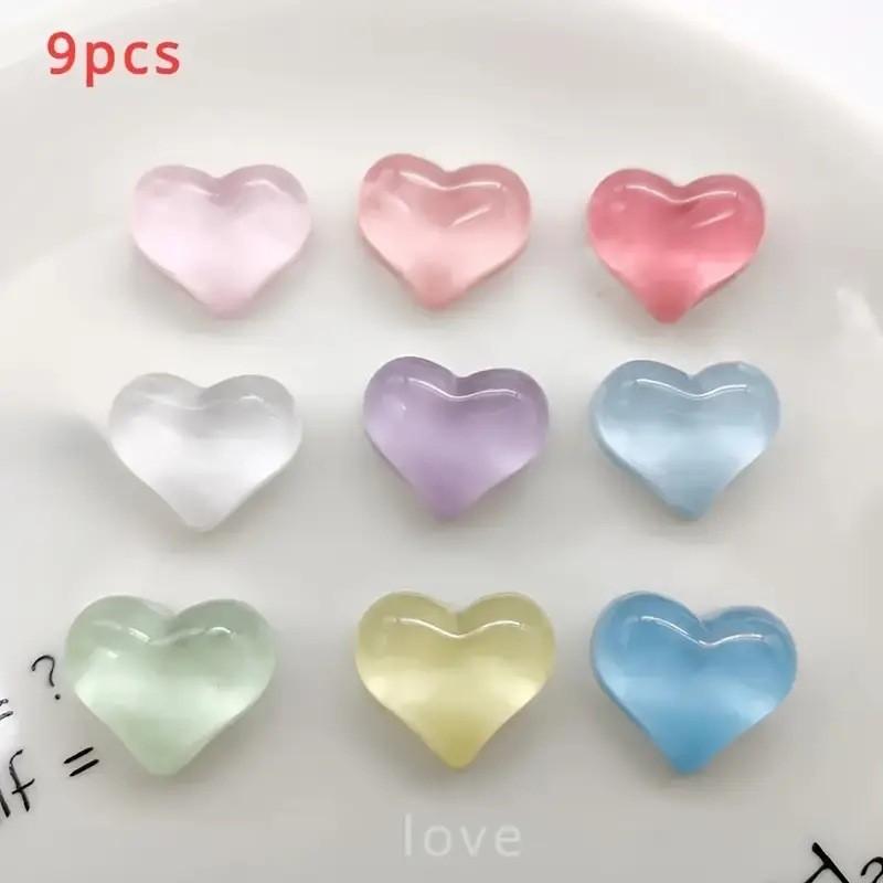 Colorful Heart Refrigerator Magnets Cute Cartoon Heart Resin Three-dimensional Magnetic Tiles For Kitchen Furniture Decoration.