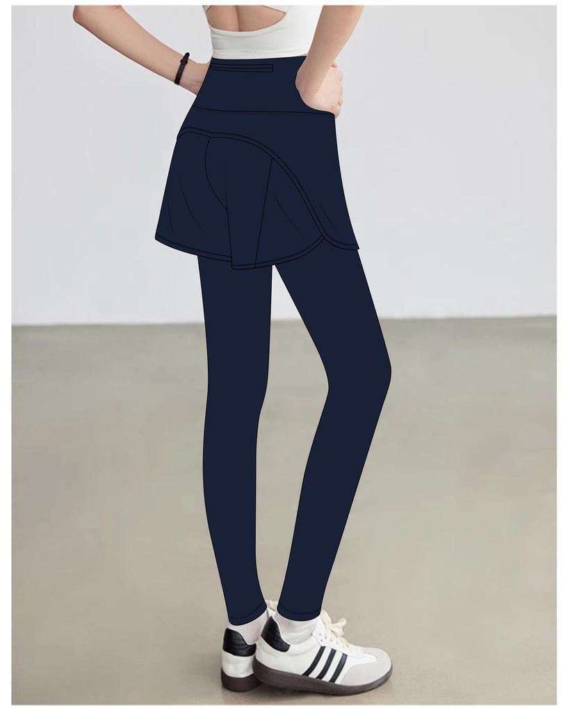 Women's High Waist Hip-Lift Yoga Pants, Quick-Dry, Two-Piece Look, for Autumn/Winter Running & Training.