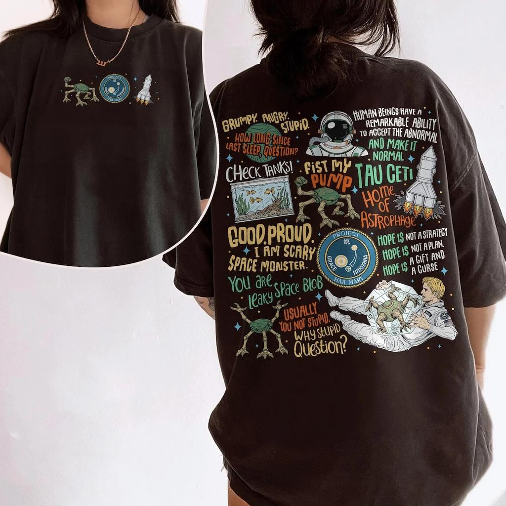 2026 Project Hail Mary Ryland Grace Rocky Graphic 100Cotton Unisex Shirt Summer New Fashion Unisex Oversized Tshirt Fan Gift