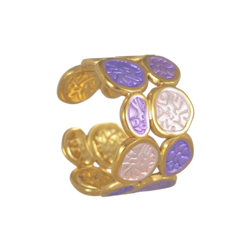 A52E Contemporary Double Layer Ring Adjustable Size Stylish Stainless Steel Jewelry