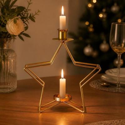 Iron Star Candle Holder Five Point Star Minimalist Tabletop Candle Holder Creative Nordic Style Art Ornament Home Decoration