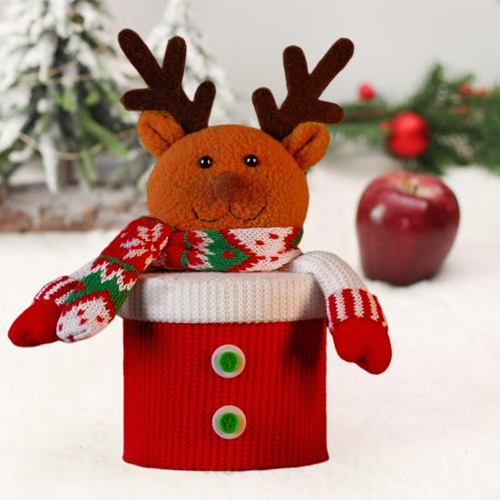 Słoik na słodycze Świąteczna dzianina w stylu kreskówki Tkanina o dużej pojemności Stwórz atmosferę Lalka w podeszłym wieku Słoik na cukierki