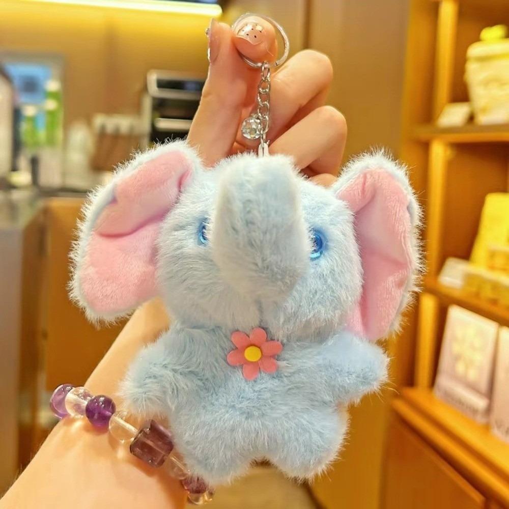 Cartoon Plush Elephant Bag Pendant Cute Plush Toy Gifts Plush Elephant Doll Keychain синий