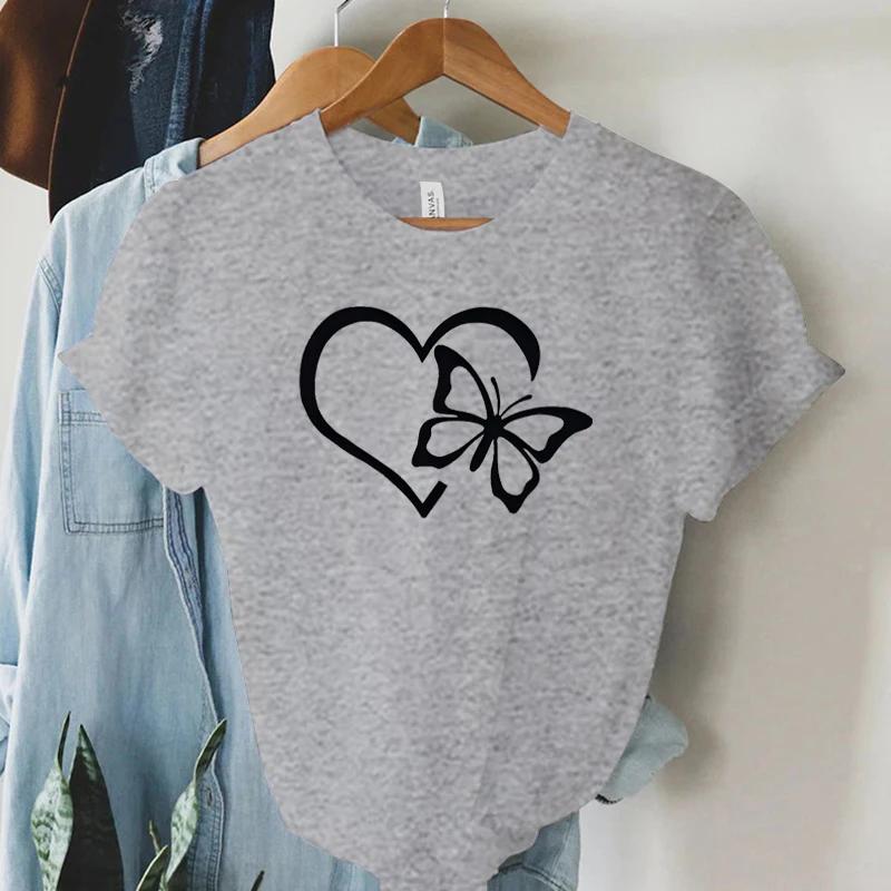 Heart Butterfly Graphic T Shirts Women Funny Hearts Trendy Style Butterfly Lover Gift Womens Tee Shirt Hearts Essential Tops