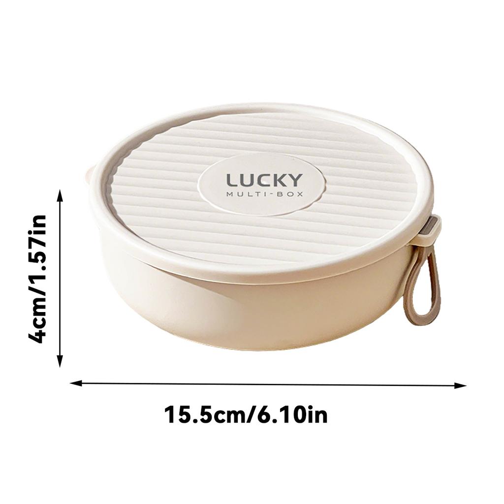 304 Stainless Steel Round Lunch Box With Rope Portable Fruit Salad Food Box Microwave Heatable Sealed Bento Box For Kids Student