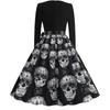 Women New Halloween   Print Dress Round Neck Zipper Party Dress