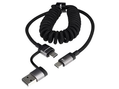 WAYME Microfiber Braided Charging and Sync Cable, Spiral, 50 - 150 Cm, USB / C > USB-C, Max 60W