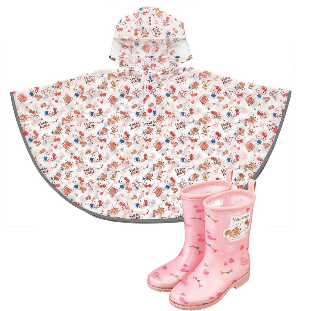 Skater Rain Poncho for Hello Suitable for Height RAPO2 Kids, Raincoat, Kitty, Sanrio, Girls, 80-100cm,