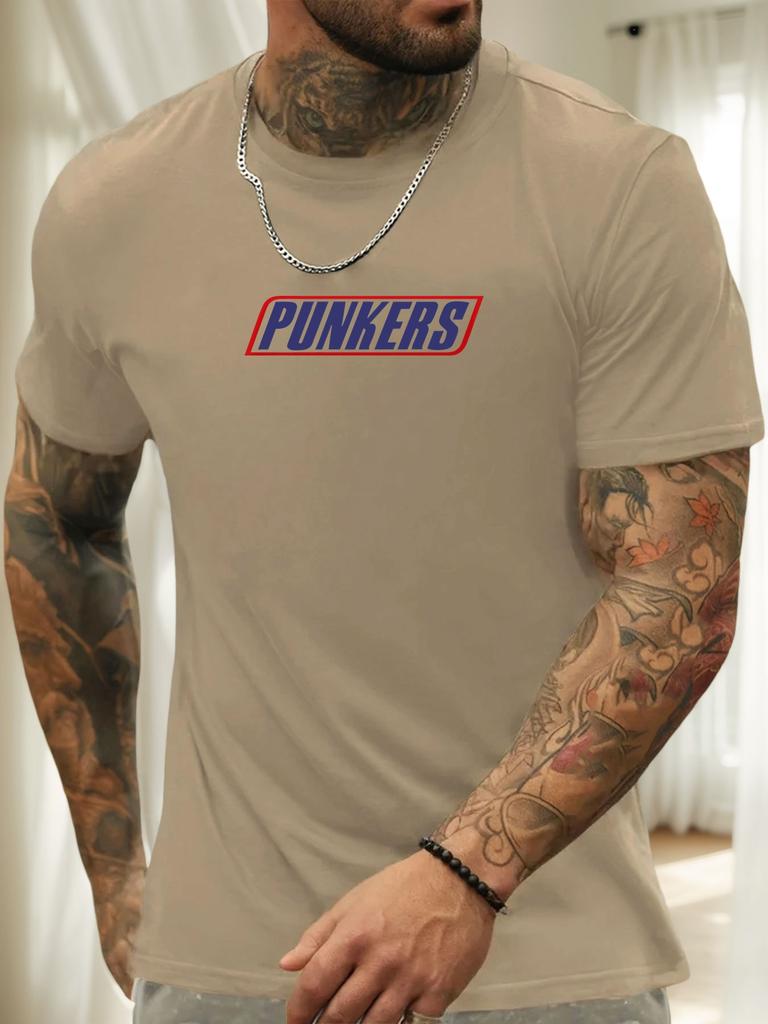 Kurzarm T-Shirt PUNKERS Herren 100% Baumwolle Musterbedrucktes Hemd Sommer Rundhals Atmungsaktiv Lässig Mode Cooles T-Shirt