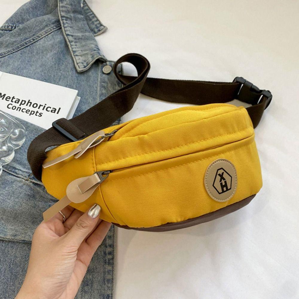 Solid Color Canvas Crossbody Bag Harajuku Waist Bag Fashion Canvas Chest Bag Sports