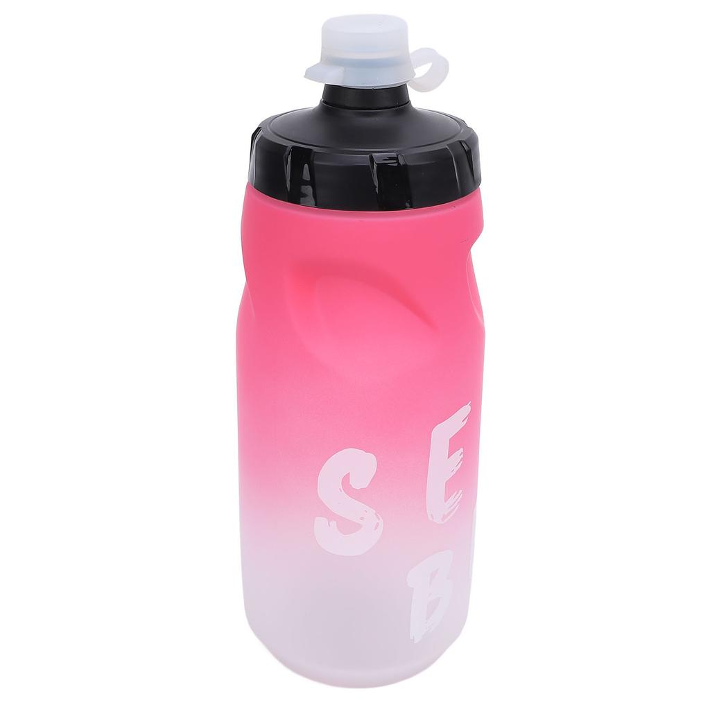 Cycling Water Bottle 650ml PP5 TPE Leak Proof Squeeze Water Bottle with Silicone Dust Cover for Outdoors Sports Fitness Running Gradient Pink White