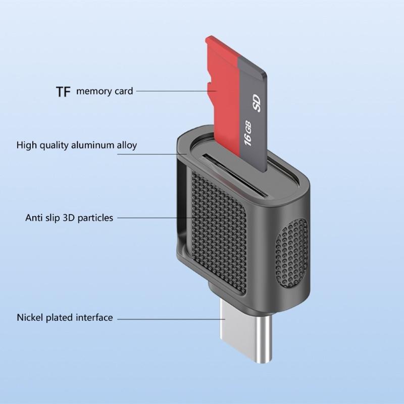 High Performances USB3.0 Type C TFs MicroSDs Memory Card Adapter for Fast Data Transfer and Storage