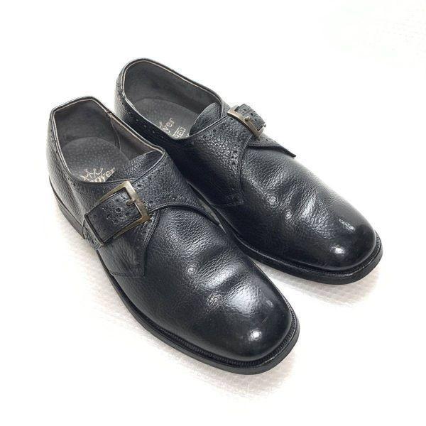 Vintage 70s Hanover True Tred Monk Strap Shoes Black 6.5 D/E 24.5(USED)