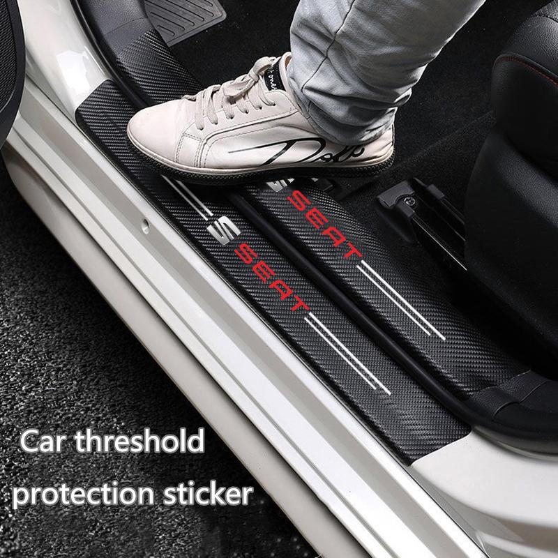 wszp1 Car with Logo Door Carbon Fiber Sill Protector Stickers For Seat Leon 5f Ibiza 6l 6j Leon 1p Cushion Altea Xl Leon Accessories