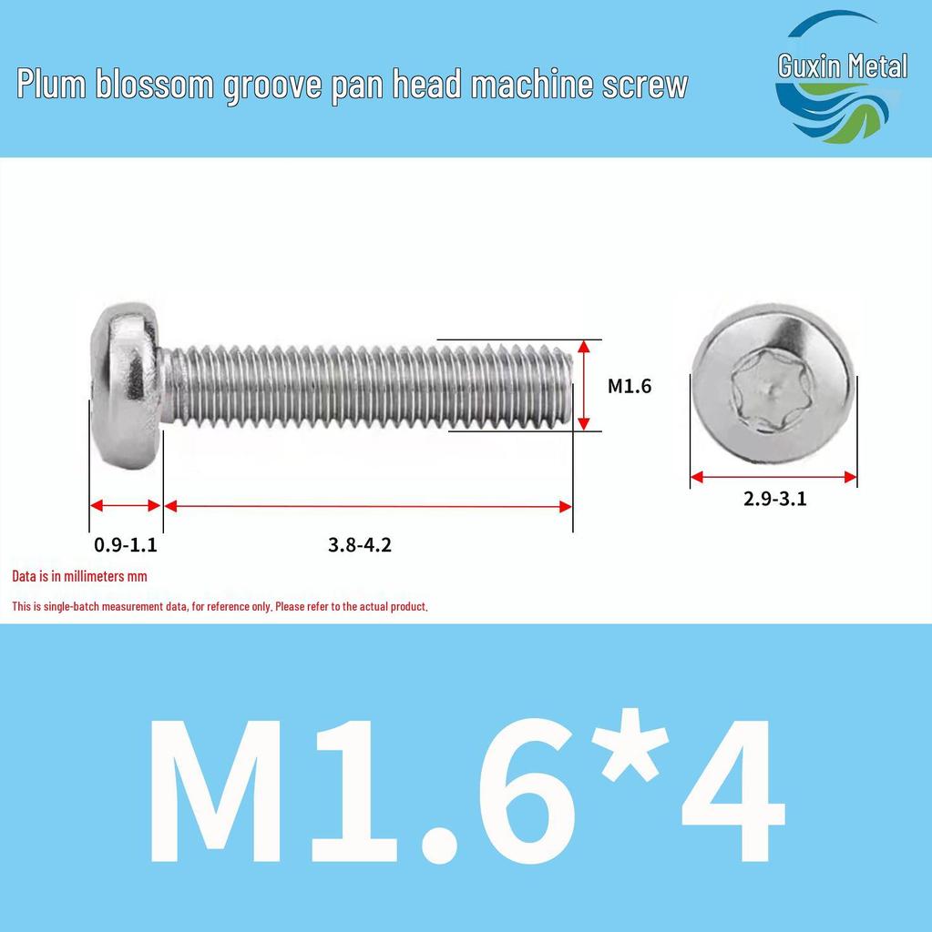 304 Stainless Steel Pan Head Torx Machine Screw, GB2672, M2-M, Without Collar