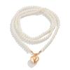 Metal Love Pendant In Europe and America, Imitation Pearl Necklace Fashion Winding Multi-layer Beaded Collarbone Chain Necklace